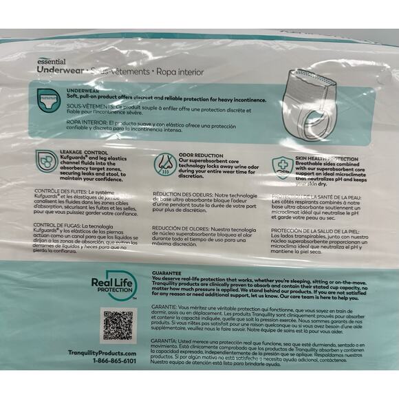 Disposable Underwear Tranquility X-Small Heavy 24 Ct Youth Lg 17-28" FREE Ship! - Picture 5 of 7